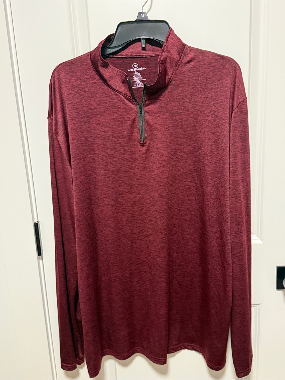 Essentials Men's Maroon Quarter-Zip Long Sleeve Shirt